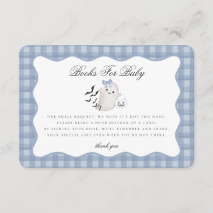 Tarjeta De Recepción Blue Pastel Pequeño Bote Fantasma Libros para Bebé