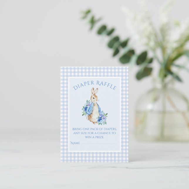 Tarjeta De Recepción Blue Peter Rabbit Diaper Raffle Baby Shower (Anverso de pie)