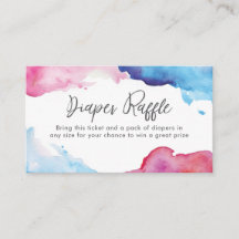 Blue Pink splash acuarela Diaper Raffle vale
