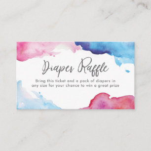 Tarjeta De Recepción Blue Pink splash acuarela Diaper Raffle vale