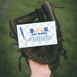 Tarjeta De Recepción Blue Plaid Slugger Baseball Books For Baby Shower 