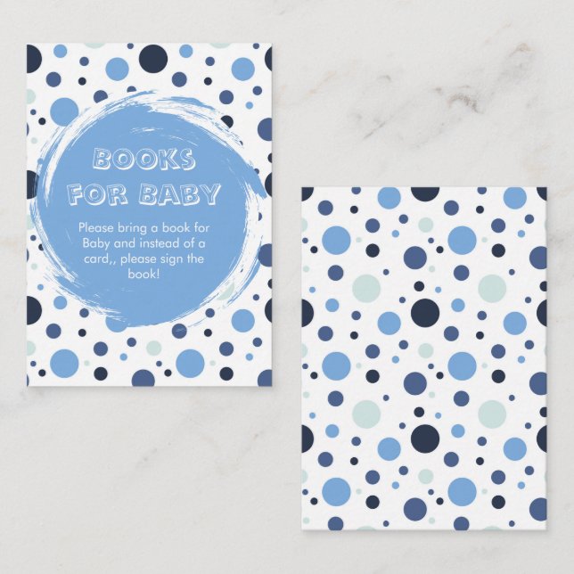 Tarjeta De Recepción Blue polka dot Baby Shower books for Baby (Anverso / Reverso)