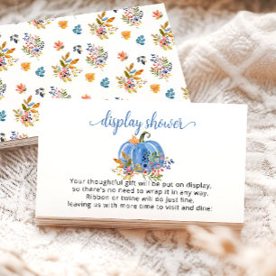 Tarjeta De Recepción Blue Pumpkin Autumn Baby Shower Display Shower