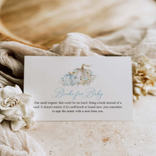Tarjeta De Recepción Blue Pumpkin Boy Baby Shower Book Request Enclox