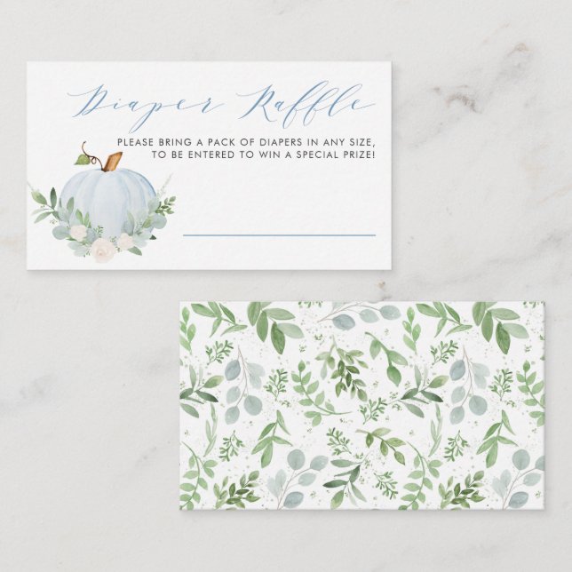 Tarjeta De Recepción Blue Pumpkin Cae Baby Shower Diaper Raffle Game (Anverso / Reverso)