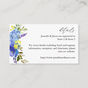 Tarjeta De Recepción Blue Purple & Yellow Floral Details 2