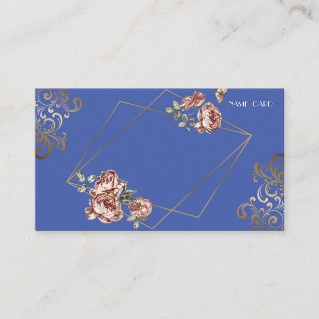 Tarjeta De Recepción Blue Ray of Floral Boda Name Enclosure Card (Anverso)