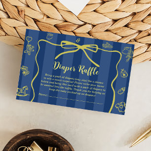 Tarjeta De Recepción Blue Retro Cute Diaper Raffle Lemons Baby Shower