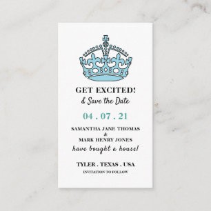 Tarjeta De Recepción Blue Royal Crown, emocionarse y salvar la fecha
