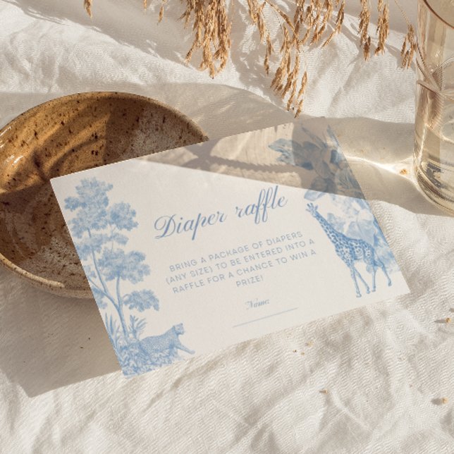 Tarjeta De Recepción Blue Safari Toile de Jouy Diaper Raffle Ticket  (Subido por el creador)