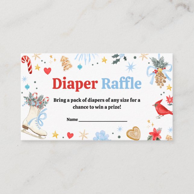 Tarjeta De Recepción Blue Santa Baby Baby Shower Diaper Raffle (Anverso)