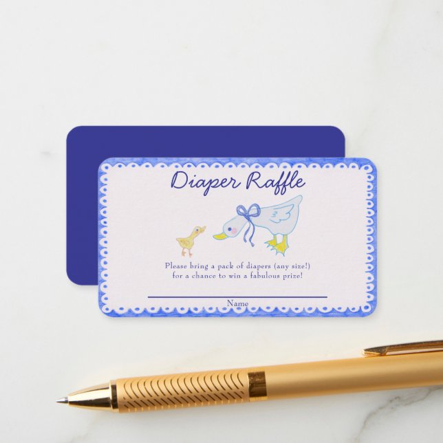 Tarjeta De Recepción Blue Silly Goose Baby Shower Diaper Raffle (Anverso/Reverso In Situ)