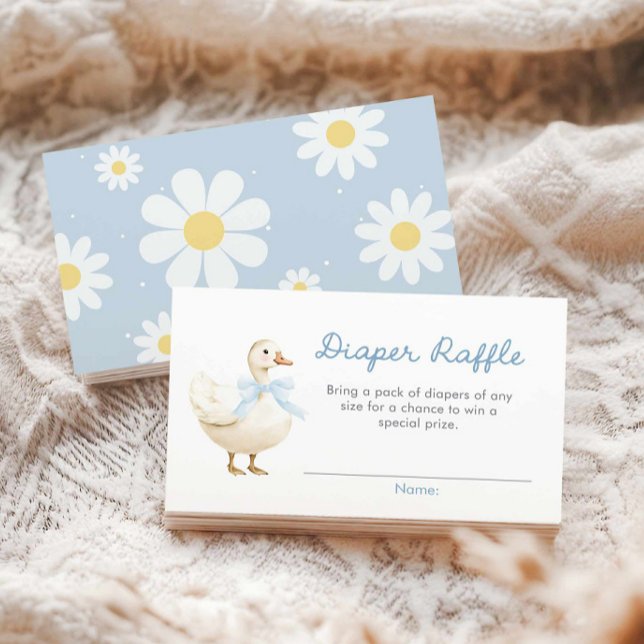 Tarjeta De Recepción Blue Silly Goose Boy Baby Shower Diaper Raffle (Blue Silly goose diaper raffle ticket card)