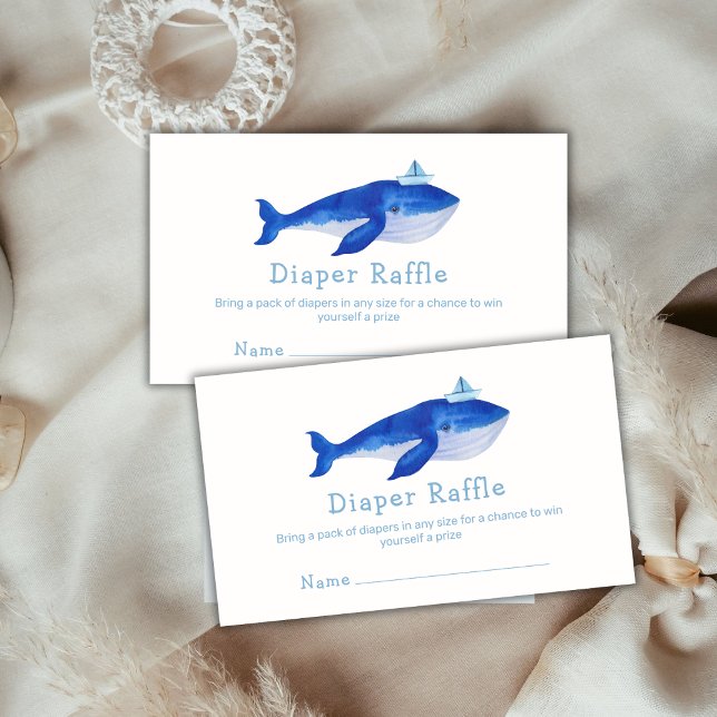 Tarjeta De Recepción Blue Simple Ocean Whale Diaper Raffle Baby Shower (Blue Simple Ocean Whale Diaper Raffle Baby Shower Enclosure Card)