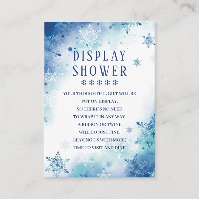 Tarjeta De Recepción Blue Snowflakes Winter Baby Shower Display Shower (Anverso)