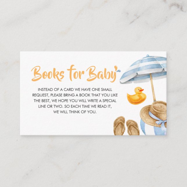 Tarjeta De Recepción Blue Splish Splash Baby Shower Books para bebé (Anverso)