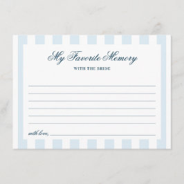 Tarjeta De Recepción Blue Striped Favorite Memory Bridal Shower