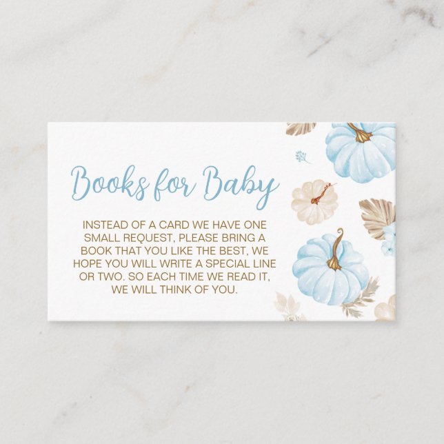 Tarjeta De Recepción Blue Sweet Little Pumpkin Cae Libros para Bebés (Anverso)