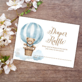 Tarjeta De Recepción Blue Teddy Bear Boy Baby Shower Diaper Raffle