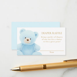Tarjeta De Recepción Blue Teddy Bear Diaper Raffle