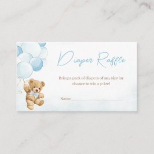 Tarjeta De Recepción Blue Teddy Bear Globos Baby Shower Diaper Raffle