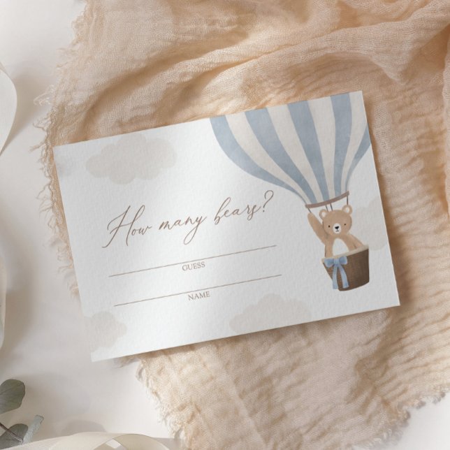 Tarjeta De Recepción Blue Teddy Bear Hot Air Balloon Adivina Cuántos (Subido por el creador)