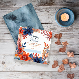Tarjeta De Recepción Blue Terracotta Fall Baby Shower Diaper Raffle