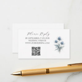 Tarjeta De Recepción Blue Thistle Scottish Watercolor Floral Wedding