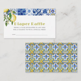 Tarjeta De Recepción Blue Tile Citrus Lemon Baby Diaper Raffle Ticket