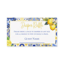 Blue Tiles Lemon Baby Shower Diaper Raffle