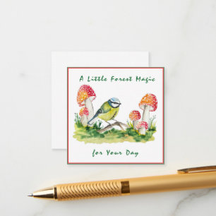 Tarjeta De Recepción Blue Tit y Fly Agaric Watercolor