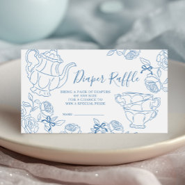 Tarjeta De Recepción Blue Toile Tea Fiesta Diaper Raffle