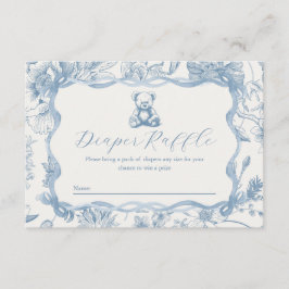 Tarjeta De Recepción Blue Toile Teddy Bear Baby Shower Diaper Raffle