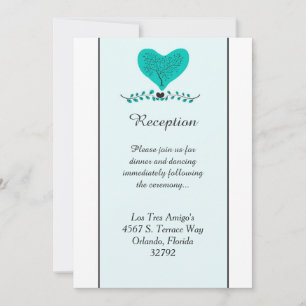 Tarjeta de recepción Blue Tree and Heart 3.5x7