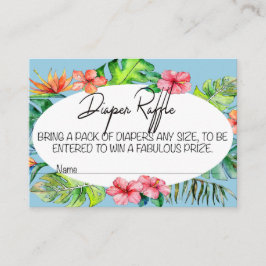 Tarjeta De Recepción Blue Tropical Let's Flamingle Diaper Raffle Ticket