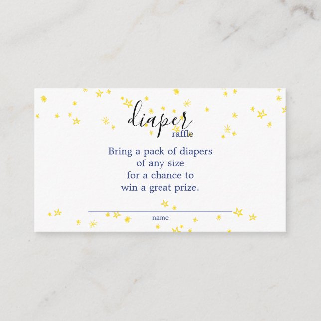 Tarjeta De Recepción Blue Twinkle Little Star Baby Shower Diaper Raffle (Anverso)