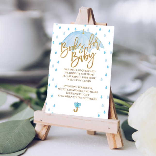 Tarjeta De Recepción Blue Umbrella Baby Shower Books for Baby Card (Subido por el creador)