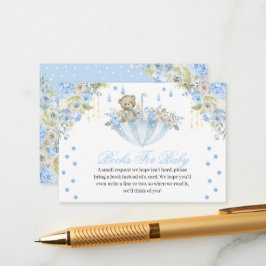 Tarjeta De Recepción Blue Umbrella Teddy Bear Boys para bebé
