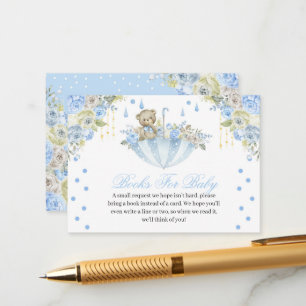 Tarjeta De Recepción Blue Umbrella Teddy Bear Boys para bebé