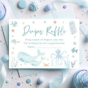 Tarjeta De Recepción Blue Under Sea Baby Shower Diaper Raffle