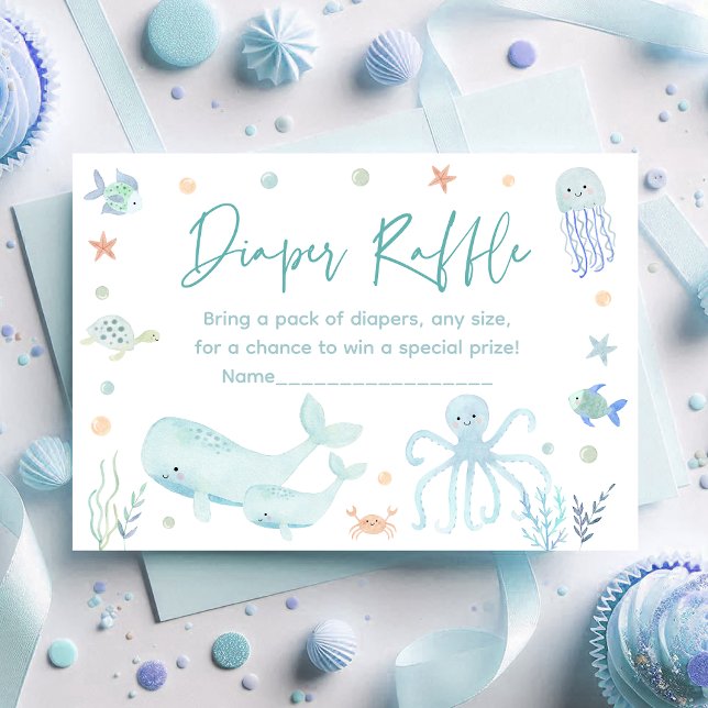 Tarjeta De Recepción Blue Under Sea Baby Shower Diaper Raffle (Subido por el creador)