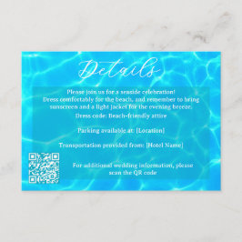 Tarjeta De Recepción Blue Water Beach & Destination Wedding Ocean Theme