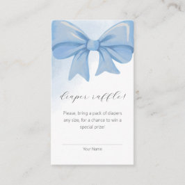 Tarjeta De Recepción Blue Watercolor Bow Baby Shower Diaper Raffle