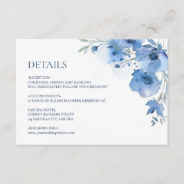 Tarjeta De Recepción Blue Watercolor Flower Details