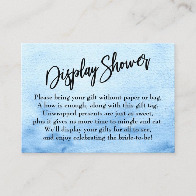 Tarjeta De Recepción Blue Watercolor Ombre Display Brimbre Shower (Anverso)
