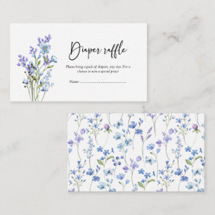 Tarjeta De Recepción Blue Wildflower Baby Shower Diaper Raffle