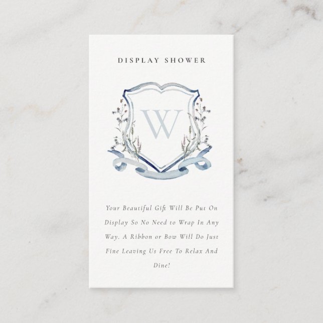 Tarjeta De Recepción Blue Wildflower Escudo Display Shower Baby Shower (Anverso)