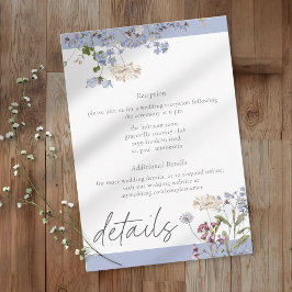 Tarjeta De Recepción Blue Wildflower Garden Elegant Wedding Details
