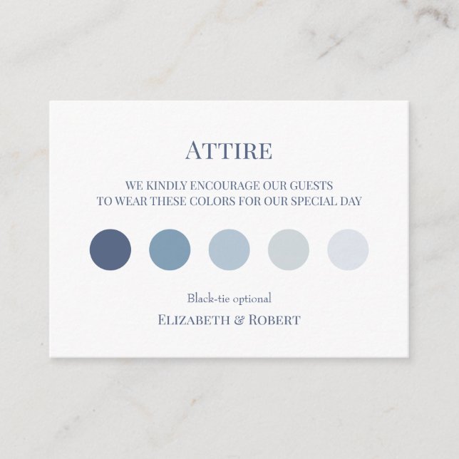 Tarjeta De Recepción Blue Wildflower Garden Wedding Attire Information (Anverso)