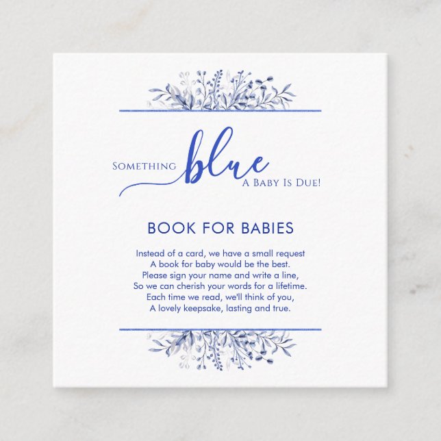 Tarjeta De Recepción Blue Wildflower Something Blue Books for Baby (Anverso)